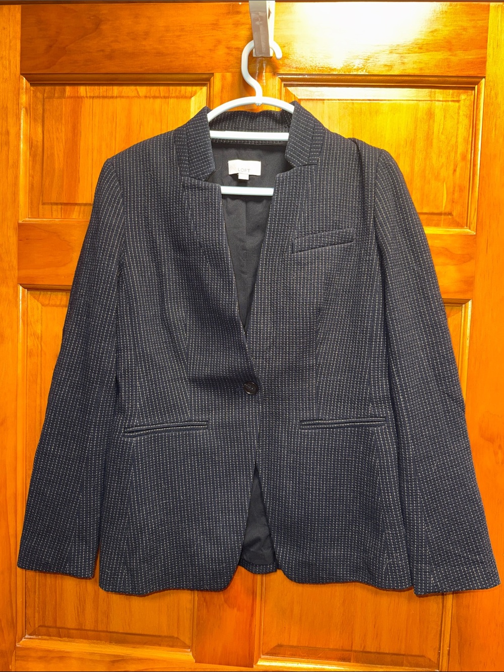 LOFT Navy Pinstripe Single-Button Blazer